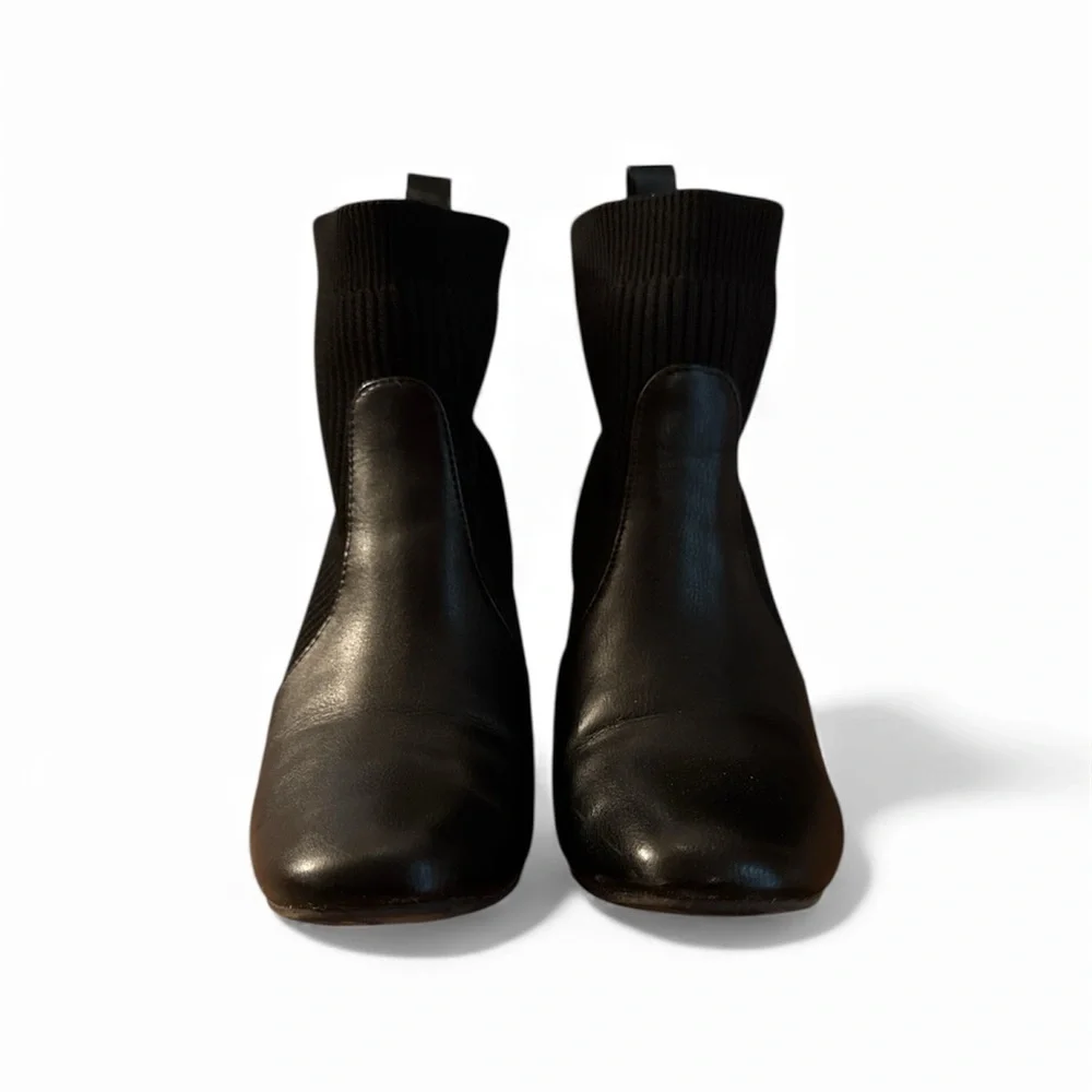 Cato Black Ribbed Sock Ankle Boots size 6 - Picture 3 of 7